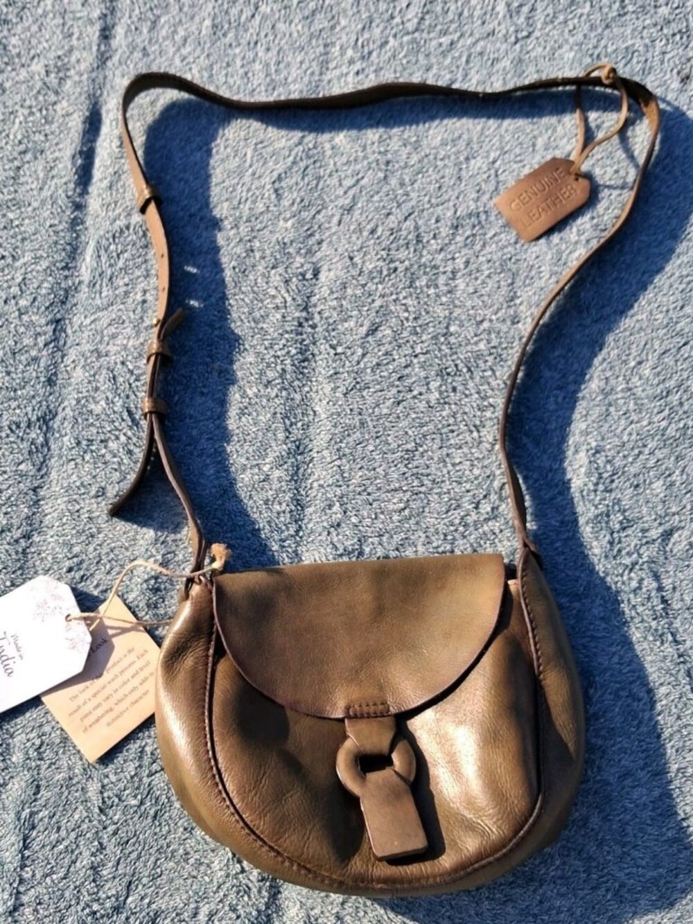 Leather Cross Body Bag Brown Made In  India New